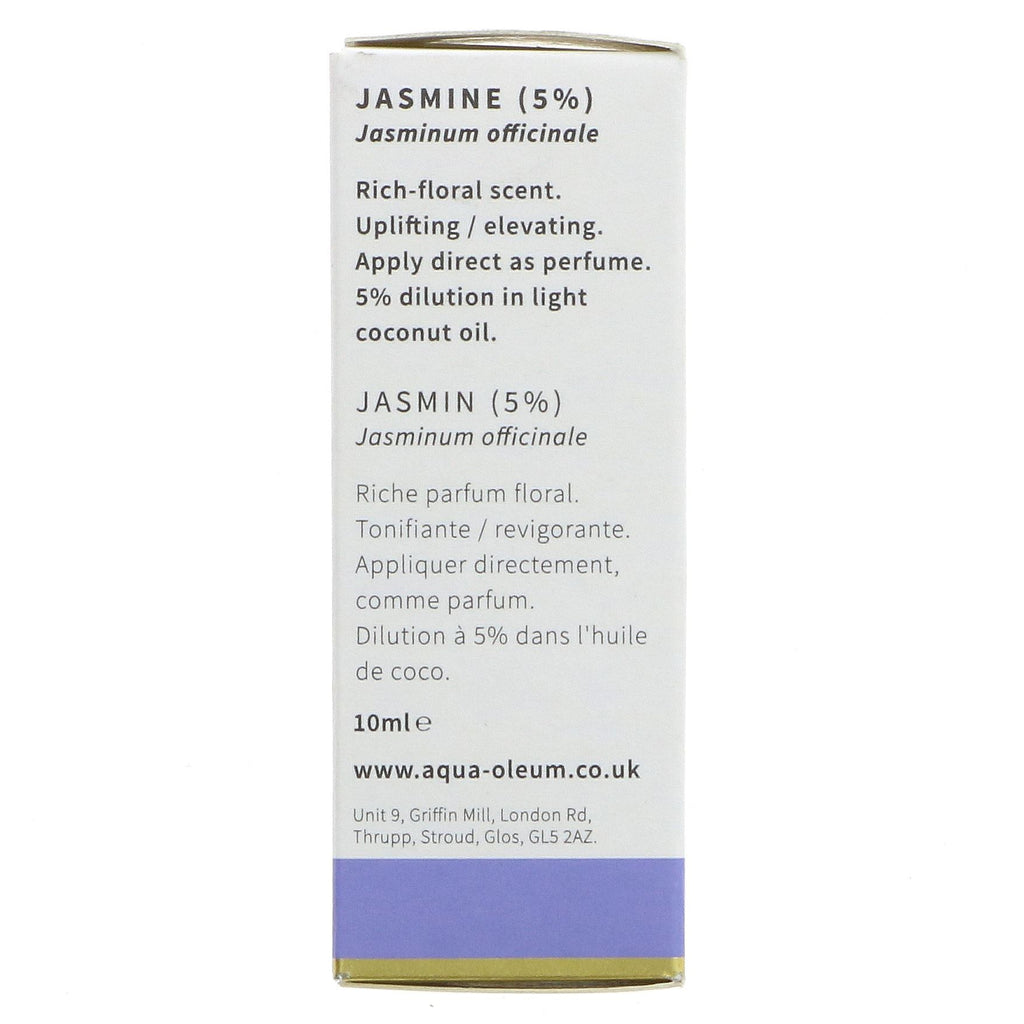 Aqua Oleum Jasmine 5% dilution - Egyptian Jasminum Officinale - Vegan essential oil for body and skin care.