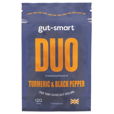 Discover the power of DUO Turmeric & Black Pepper by Gut-Smart. This vegan blend is perfect for gut health & inflammation. Unlock the natural benefits of this incredible combination.