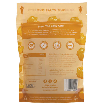 Indulge guilt-free with Tasty Mates' Salty One gummy sweets. Natural flavours, vegan, gluten-free, and part of our charity collection.