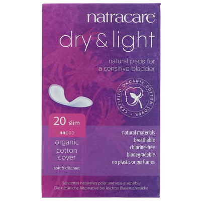 Natracare | Dry & Light Incontinence Pads - slim, organic cotton cover | 20