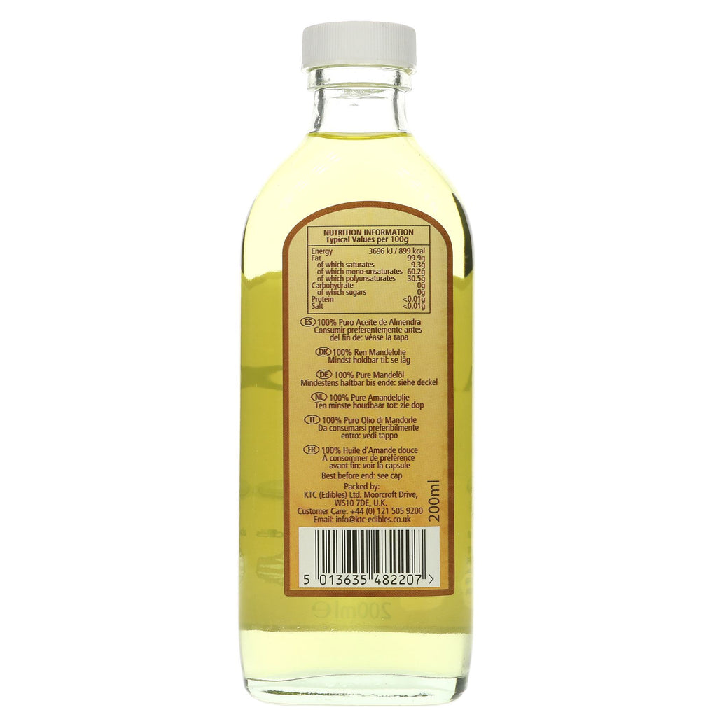 Ktc Almond Oil: Rich Nutty Flavor, Vegan & Versatile - Perfect for Cooking, Baking & Salads - 200ML.