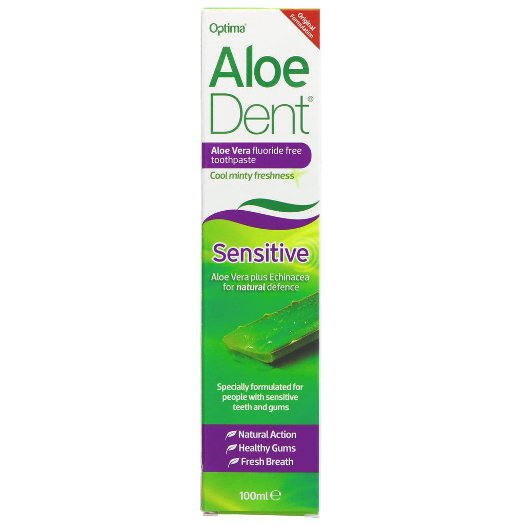 Aloe Dent Sensitive Toothpaste with Aloe Vera, Peppermint Oil & Tea Tree Oil. Fight plaque, tartar & gum disease. Vegan & gentle.