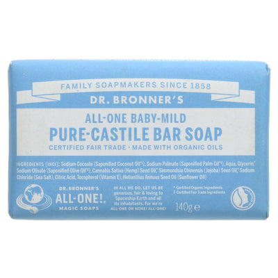 Dr Bronners | Baby Castile Bar Soap - Unscented | 140g