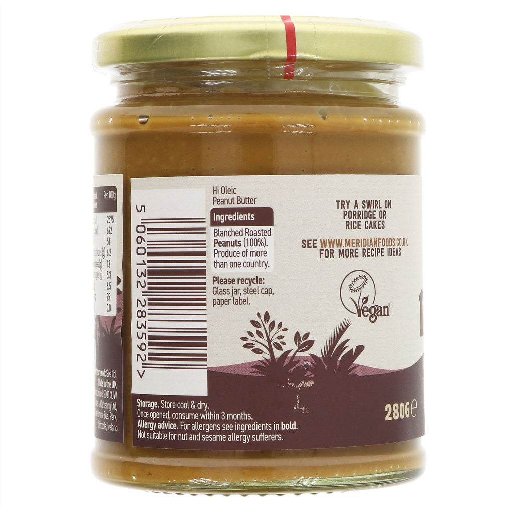 Meridian Peanut Butter Rich Roast Smooth - Vegan, 100% Nuts, No added salt, high in healthy fats.