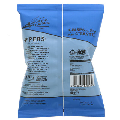 Pipers Crisps - Anglesey Sea Salt - 40g - Gluten-free and vegan snack made expertly for everyday munching.