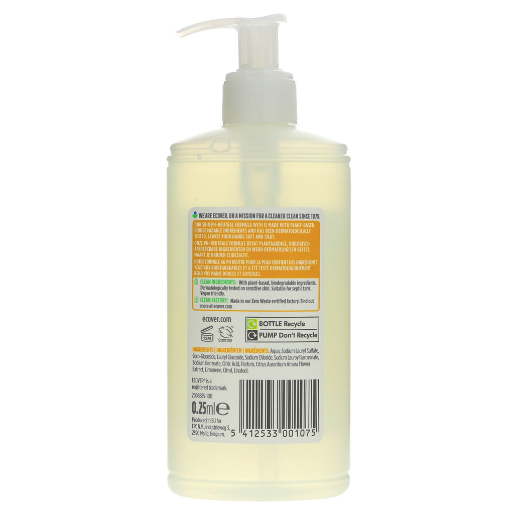 Vegan Citrus & Orange Blossom Liquid Hand Soap, pH-balanced, with aloe vera for silky smooth skin. 250ml.