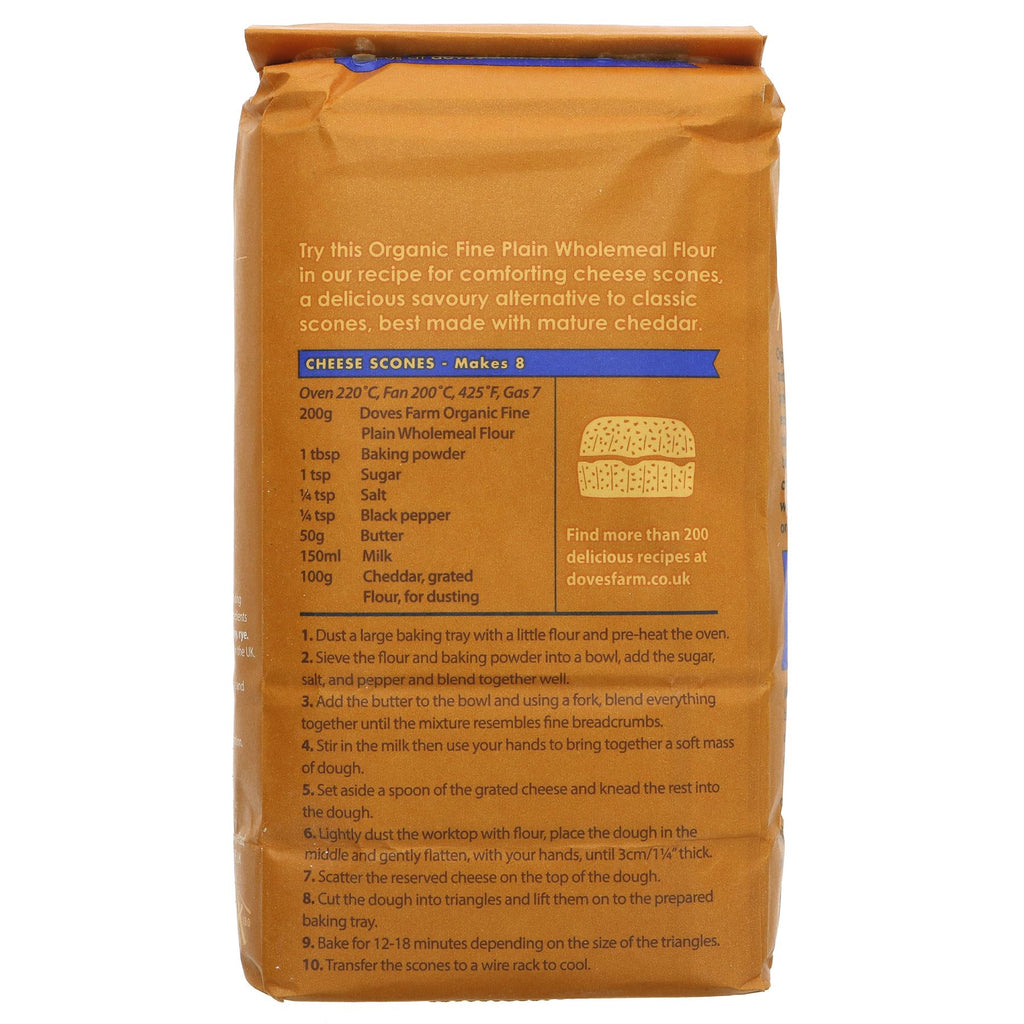 Organic vegan fine wholemeal flour, stone ground from soft English wheat. Perfect for baking. 1kg Pink Bag Plum Logo.