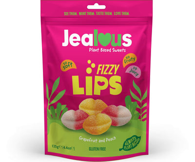 Indulge in the irresistible Fizzy Lips Share Bag by Jealous Sweets. These gluten-free, vegan sweets are a guilt-free treat for everyone. Made with natural flavourings and free from palm oil, they're perfect for vegans and vegetarians. Discover the best tasting plant-based sweets today!