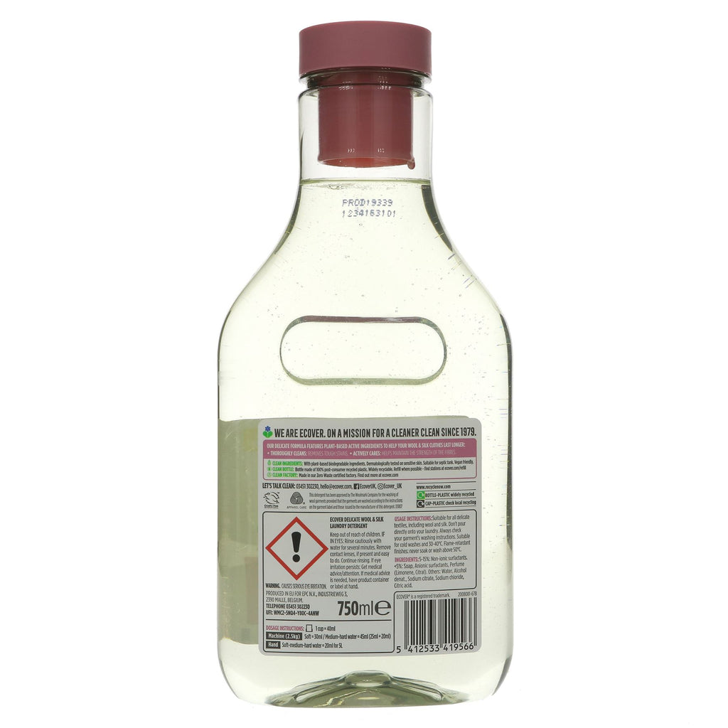 Vegan Ecover Laundry Liquid for Delicate Fabrics - Woolmark Approved, Subtle Lavender Scent - 750ML