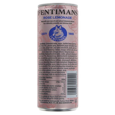 Fentimans Rose Lemonade: Luxury in a bottle. Gluten-free, vegan, and bursting with sweet and tangy notes.