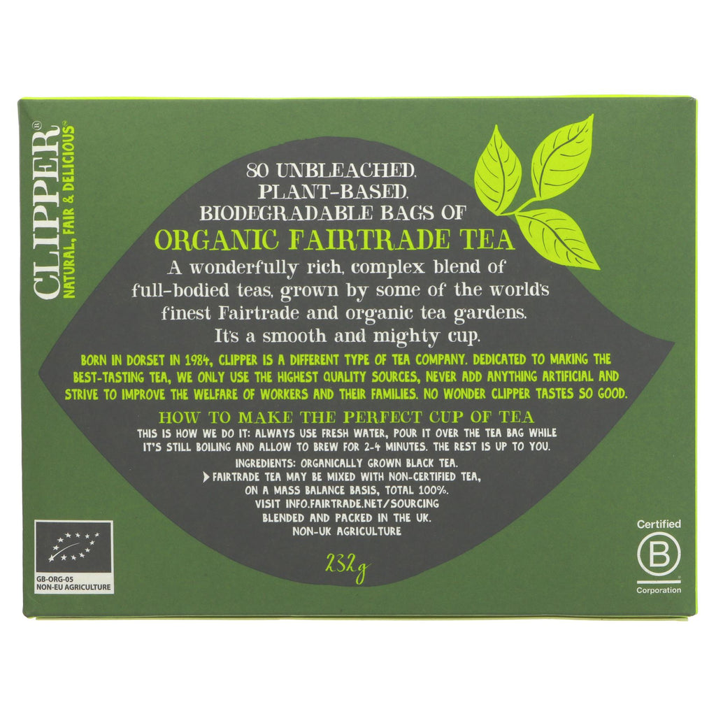Organic Fairtrade Black Tea - Vegan, Gluten-Free, Eco-Friendly - 80 bags