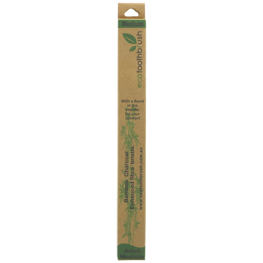 Eco Bamboo Toothbrush | Medium - Charcoal Bristles - Vegan.