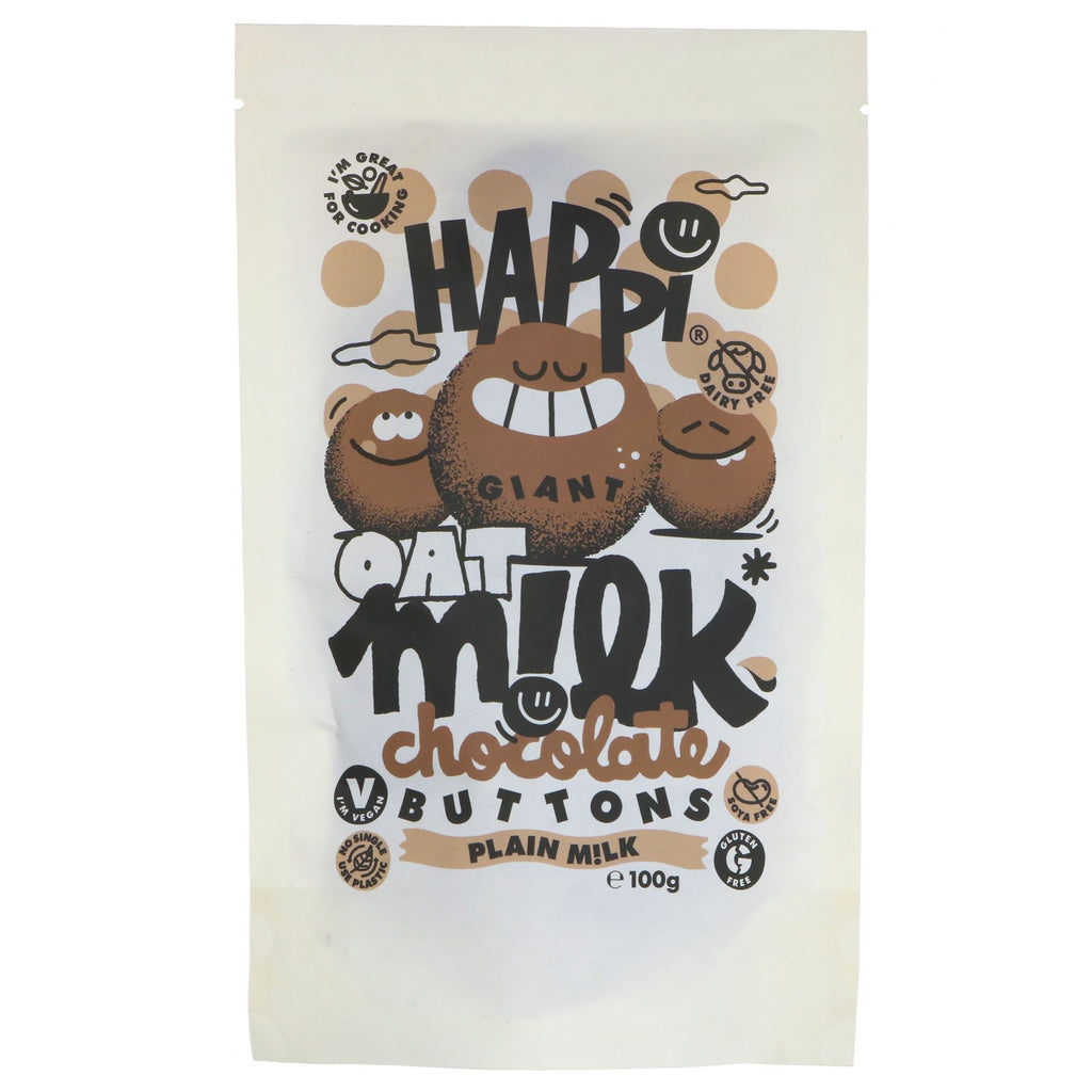 Happi | Vegan Plain Milk Chocolate Buttons | 100g