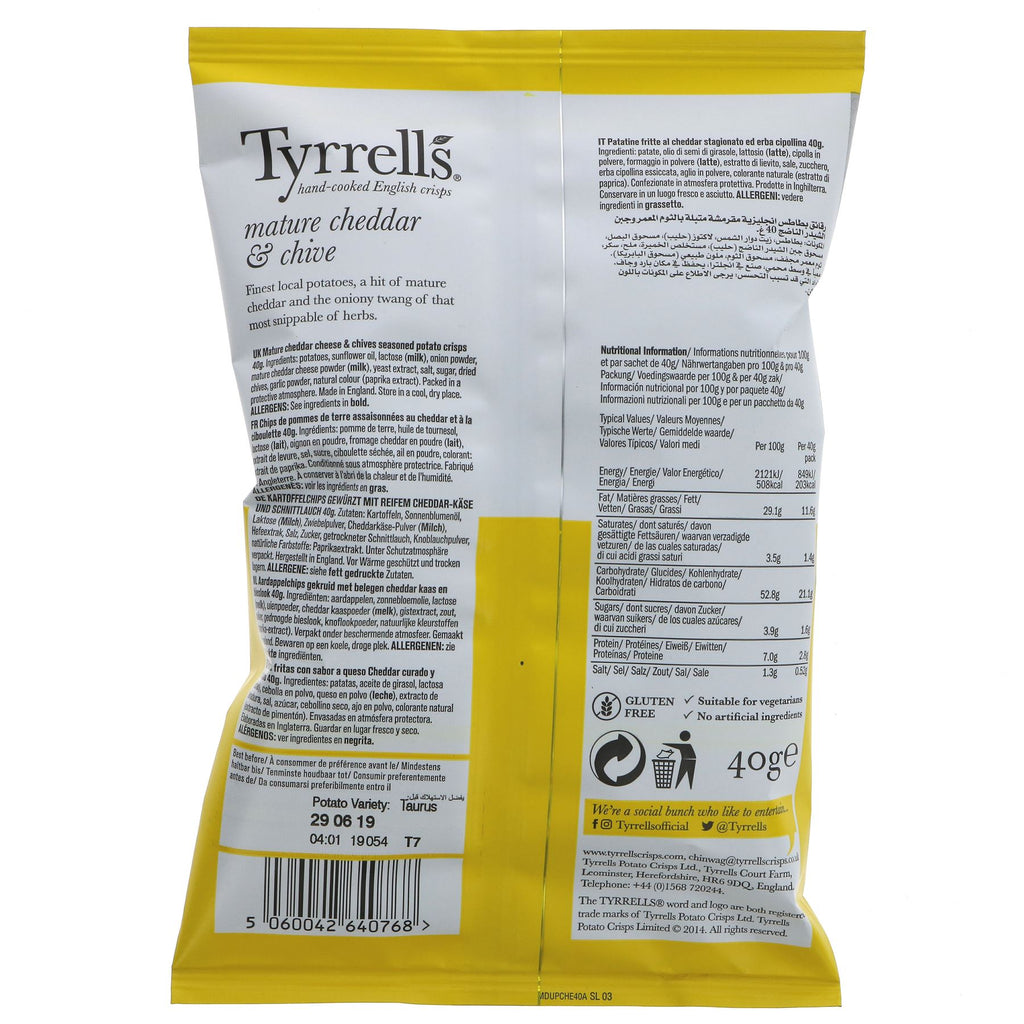 Gluten-free cheddar cheese and chive crisps - indulge in this perfect combo from Tyrrells anytime, anywhere! #snacktime