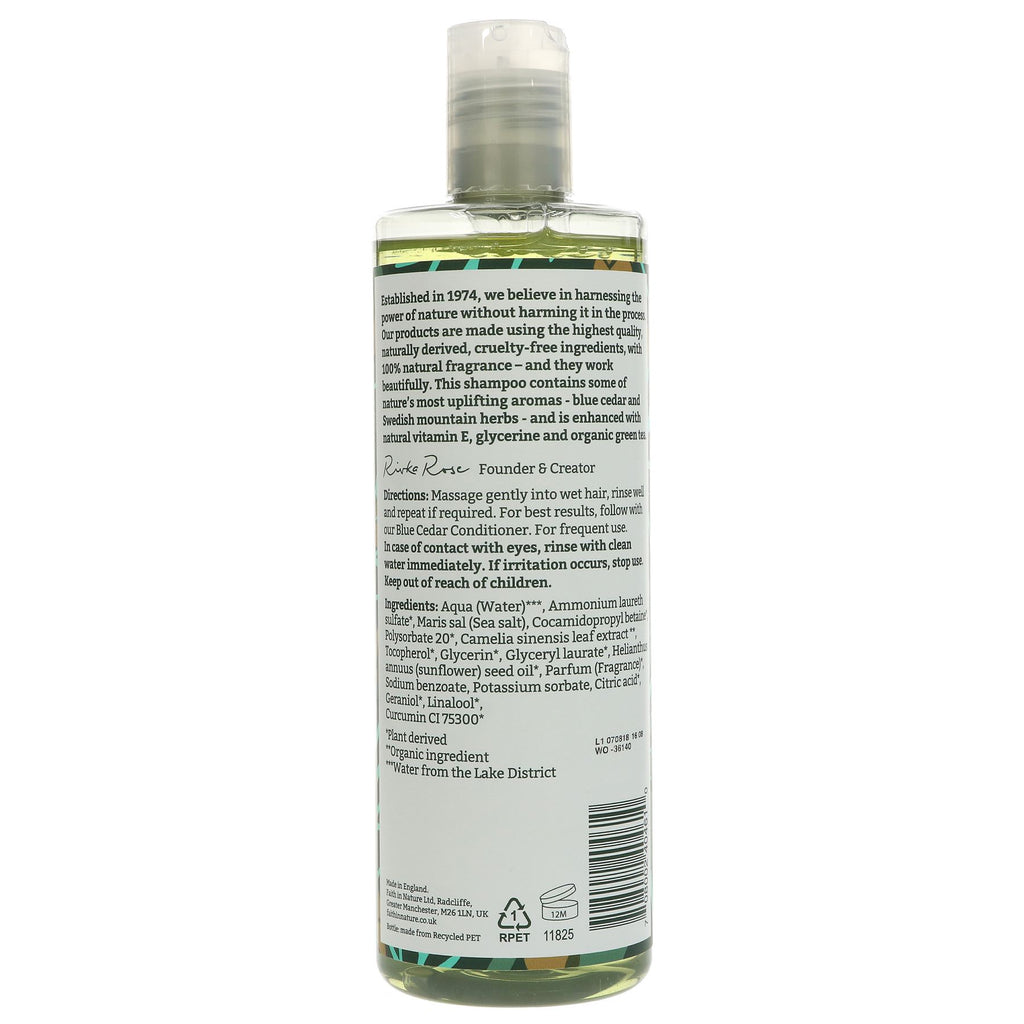 Faith In Nature Shampoo - Blue Cedar: Refreshing scent, vegan & perfect for healthier hair. 400ML.