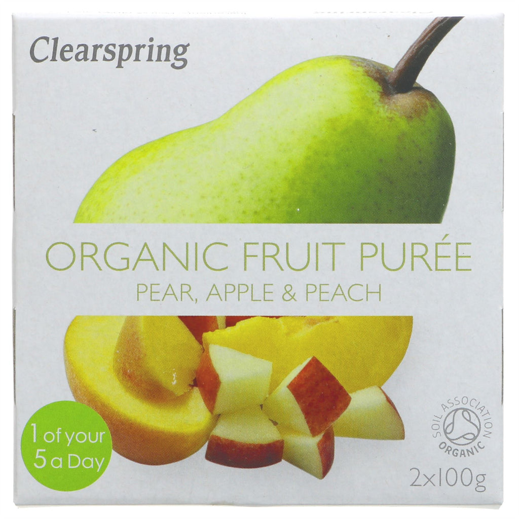 Clearspring | Pear,Apple,Peach Puree Org | 2x100g