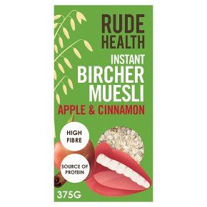 Organic, vegan Instant Bircher Apple & Cinnamon. Finely milled oats blend with banana powder for a quick, high-fiber, protein-rich breakfast. Ready in seconds.