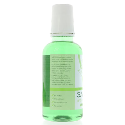 Vegan mouthwash with toothbrush tree extracts, fights plaque and leaves peppermint taste - Sarakan Mouthfresh Rinse - 300ML.