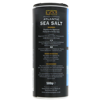 Geo Organics Atlantic Sea Salt 500g | Organic & Vegan - Perfect for Cooking & Baking