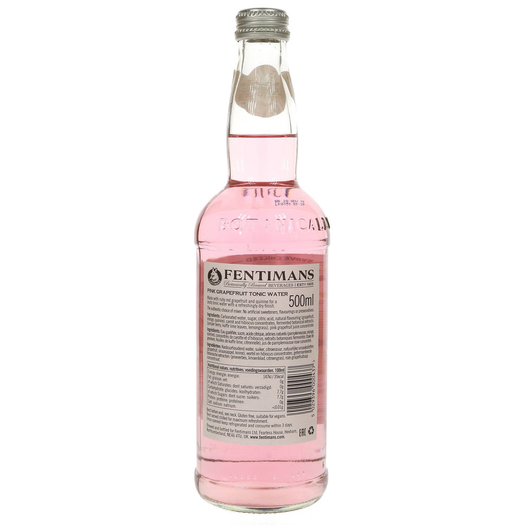 Fentimans' Gluten-Free Pink Grapefruit Tonic Water - No artificial sweeteners, flavourings or preservatives - Vegan & 500ML size.