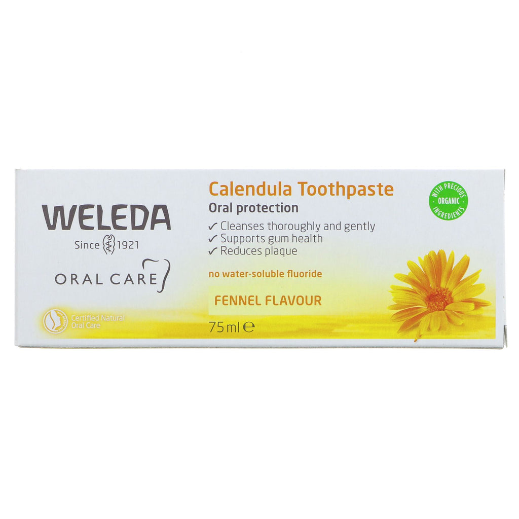 Weleda's Vegan Calendula Toothpaste, 75ml - Peppermint-free, antiseptic, anti-inflammatory, and perfect for sensitive teeth/gums.