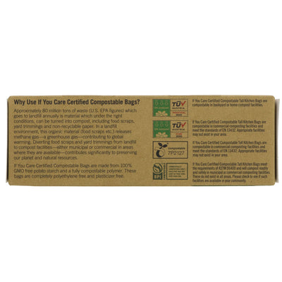 Eco-friendly compostable sacks made with potato starch. Perfect for kitchen waste. Vegan & sold in packs of 12.