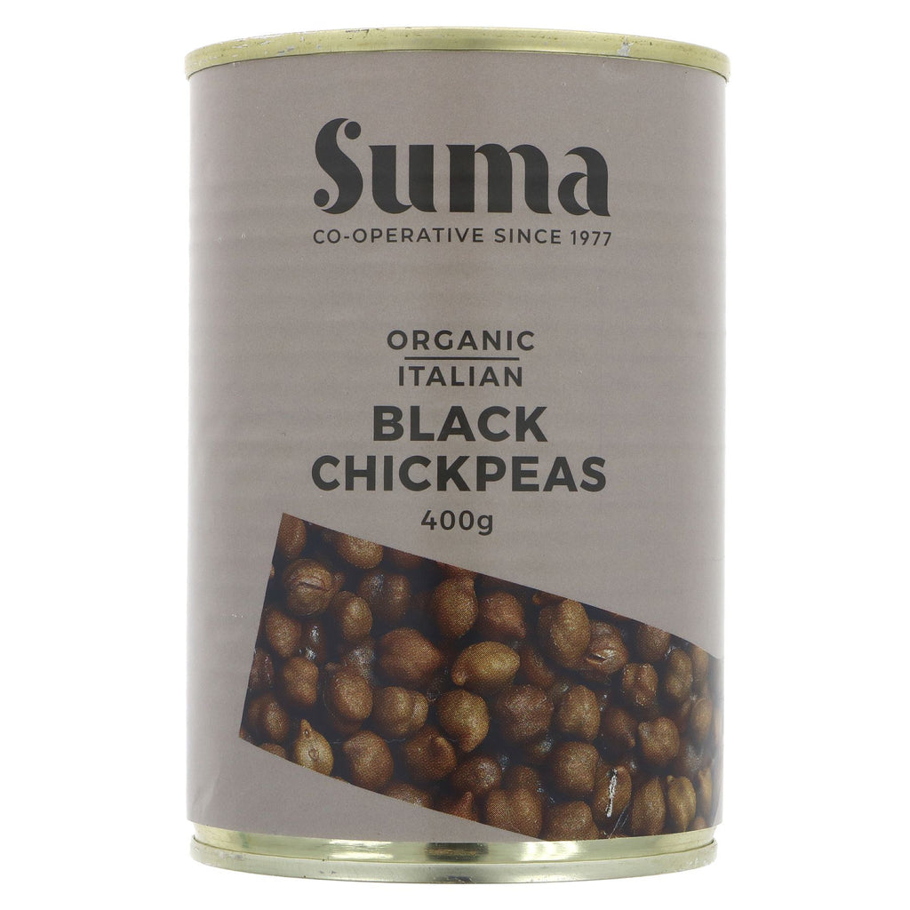 Suma Organic Black Chickpeas - ideal for curries, Italian & Middle Eastern dishes. Vegan-friendly, no VAT.