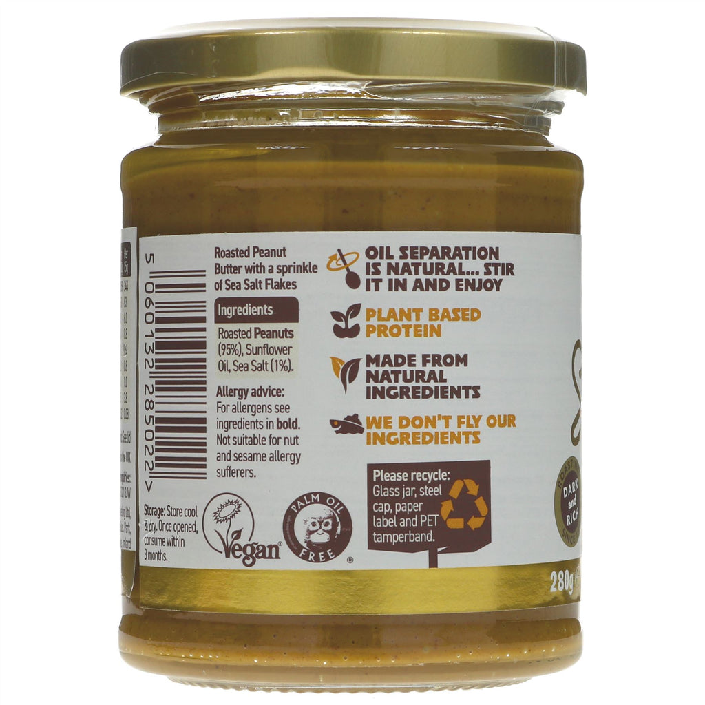 Vegan Silky Smooth Peanut Butter - Roasted peanuts with a pinch of Cornish sea salt flakes. Perfect for toast or your fave recipes.
