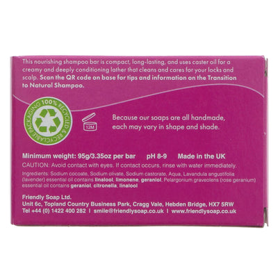 Vegan Shampoo Bar with Lavender & Geranium Oils - 95g | Eco-Friendly & Long-Lasting Alternative to Bottled Shampoos.