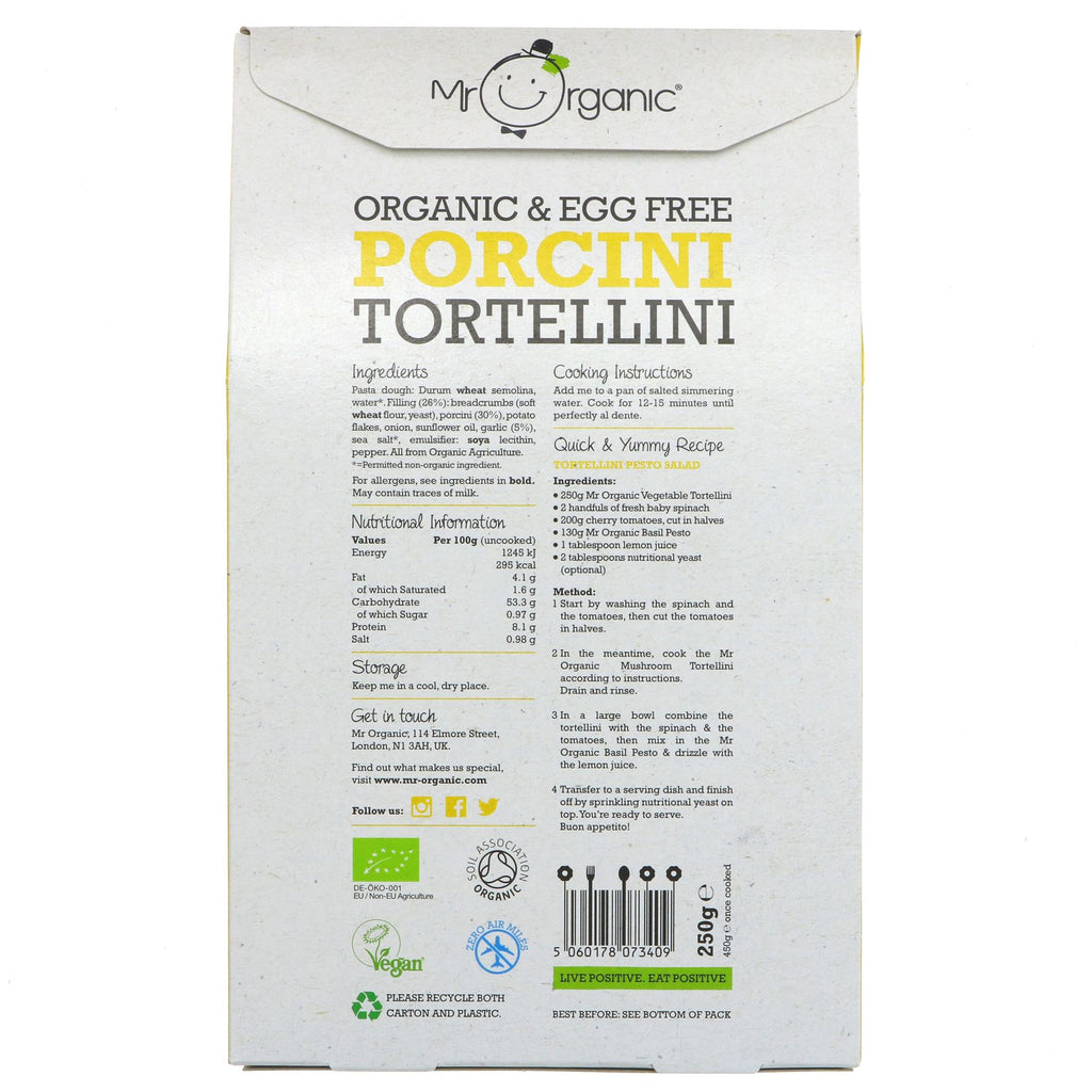 Organic, Vegan Porcini Mushroom Tortellini - 250g