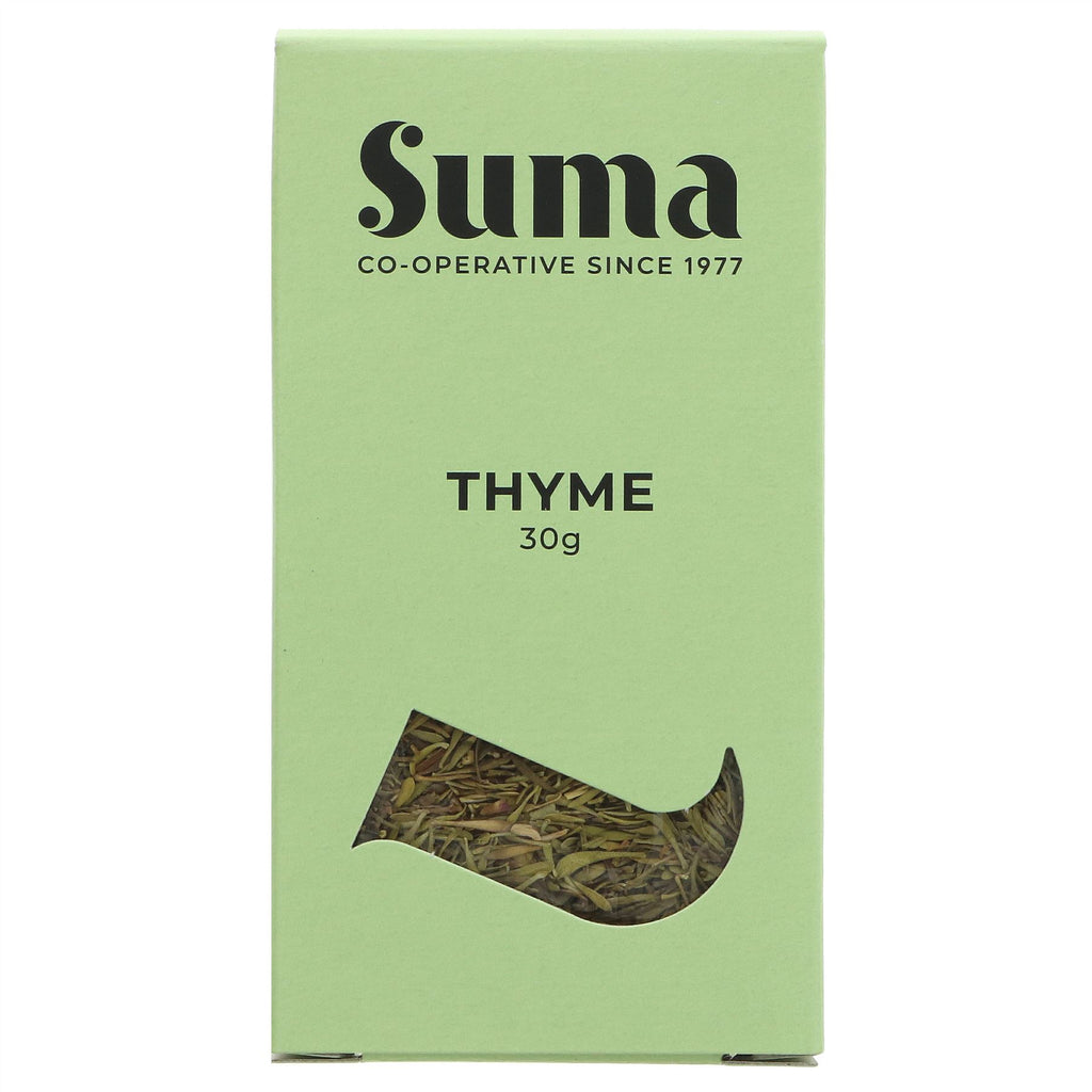 Suma Thyme-rubbed seasoning: perfect for cooking, baking, and adding a burst of flavor to your dishes. Vegan and a must-have in your pantry.