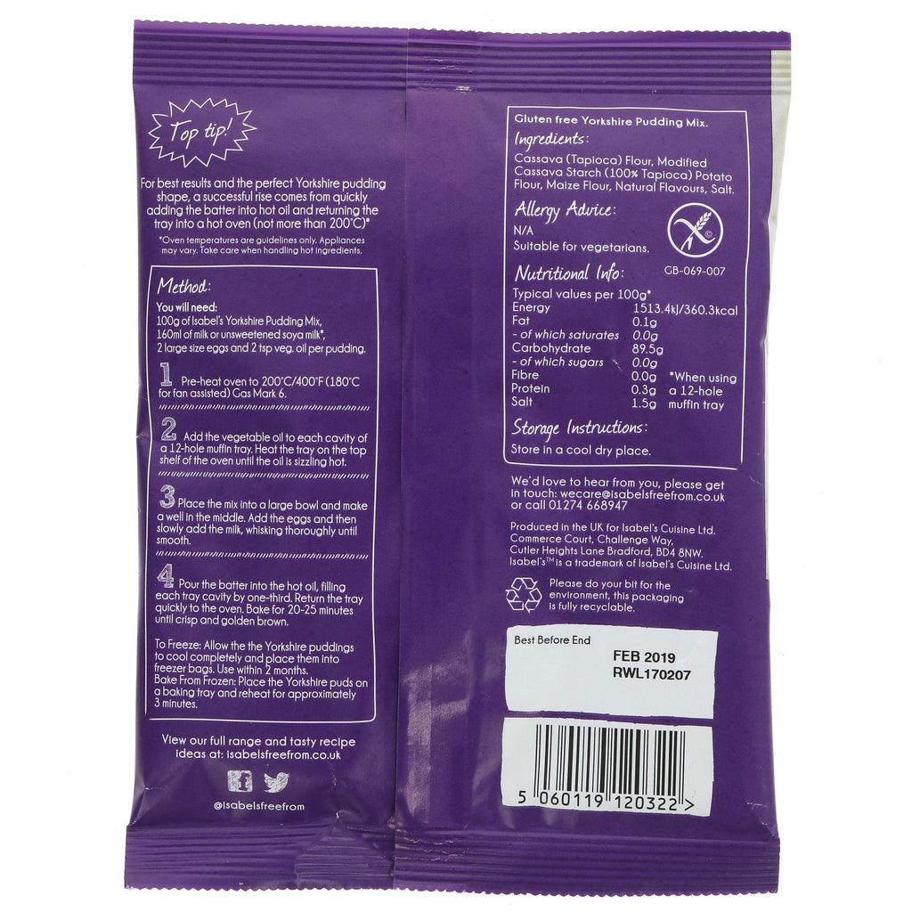 Gluten-free Isabel's Yorkshire Pudding Mix - the perfect addition to your Sunday roast.