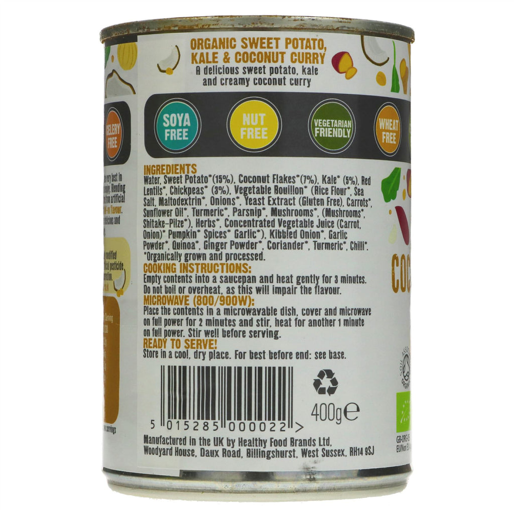 Organic, gluten-free & vegan Sweet Pot/Kale/Coconut Curry by Free & Easy. Ready in minutes, perfect for a quick & easy dinner.