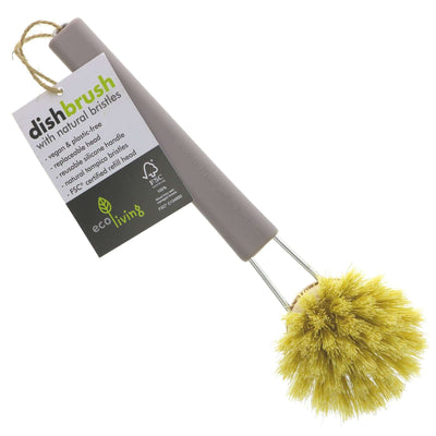 Ecoliving | Dish Brush w\ Replaceable head - Grey, Grip silicone handle | pack