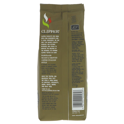 Clipper Italian Style Ground Coffee - Fairtrade, Organic, Vegan. Perfect for coffee lovers. Rich and bold flavor. No VAT charged.