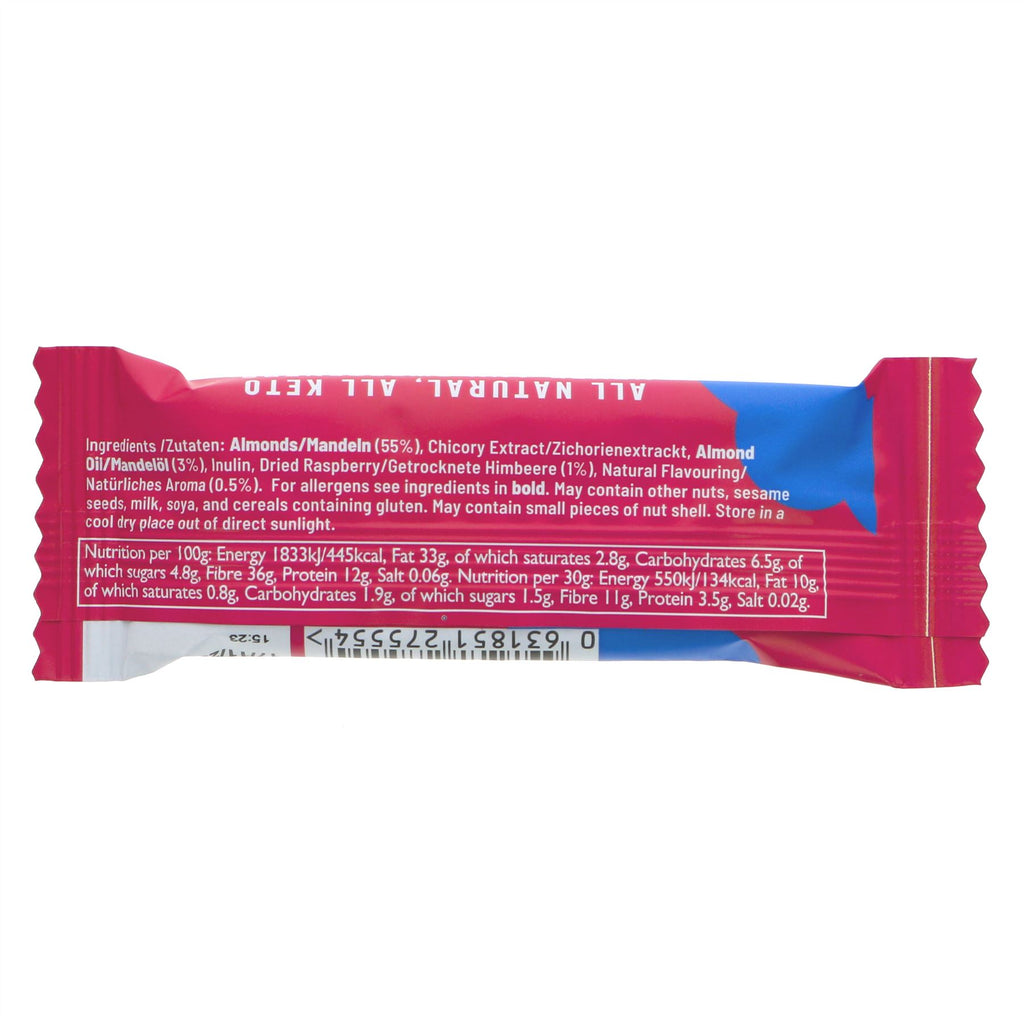 Low carb and vegan Fatt Raspberry + Almond Bar | 30g: perfect for keto lifestyles with clean fuel for mental clarity and sustained energy.