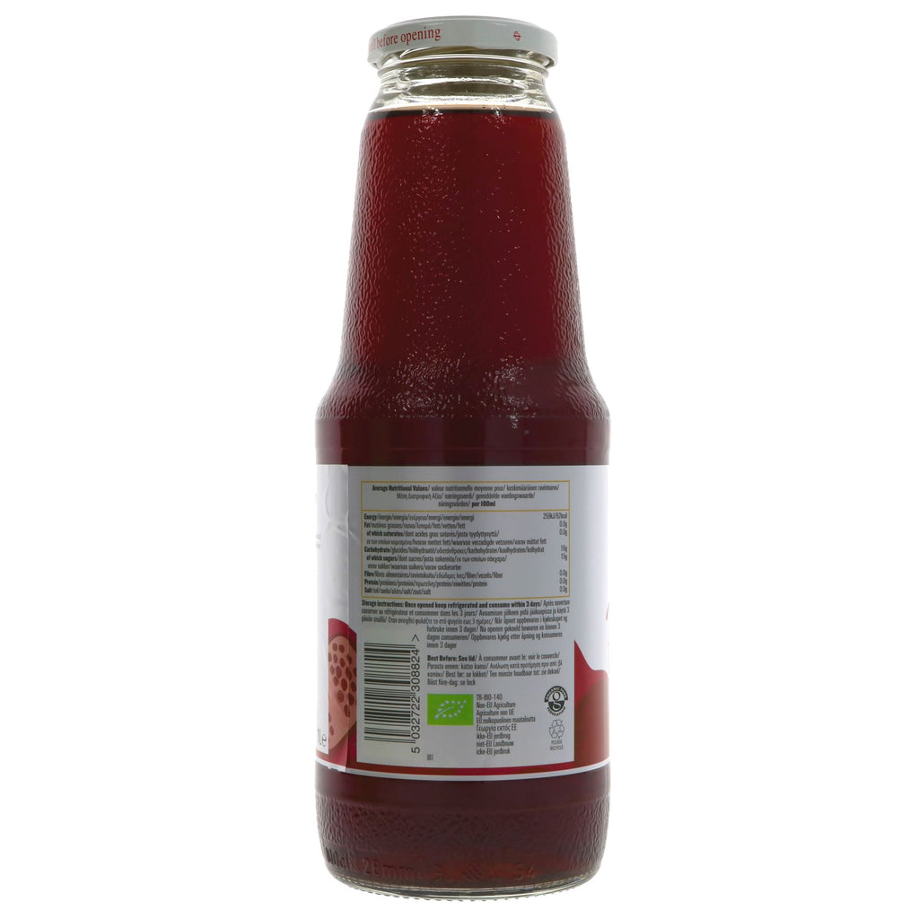 Biona Organic Pomegranate Pure Juice - 1L, Vegan & Organic.