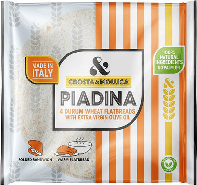 Durum Wheat Mini Piadina by Crosta & Mollica. Vegan. Perfect for a quick and delicious meal.
