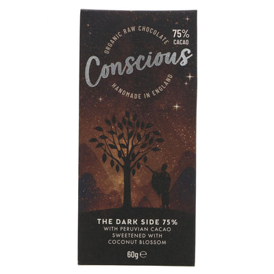Conscious Chocolate | Dark Side 75% Raw Bar | 60G