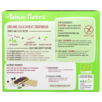Gluten-free, organic, vegan buckwheat crispbread by Le Pain Des Fleurs. Perfect for snacking or pairing with dips/spreads.