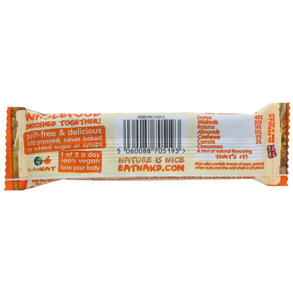 Nakd's Carrot Cake bar: guilt-free, vegan and gluten-free! Perfect for satisfying your sweet tooth anytime, anywhere.