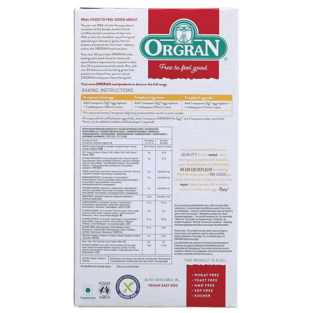 Orgran Egg Replacer - Vegan & Gluten-Free Baking Must-Have - Equivalent to 66 Eggs - Shop Now!