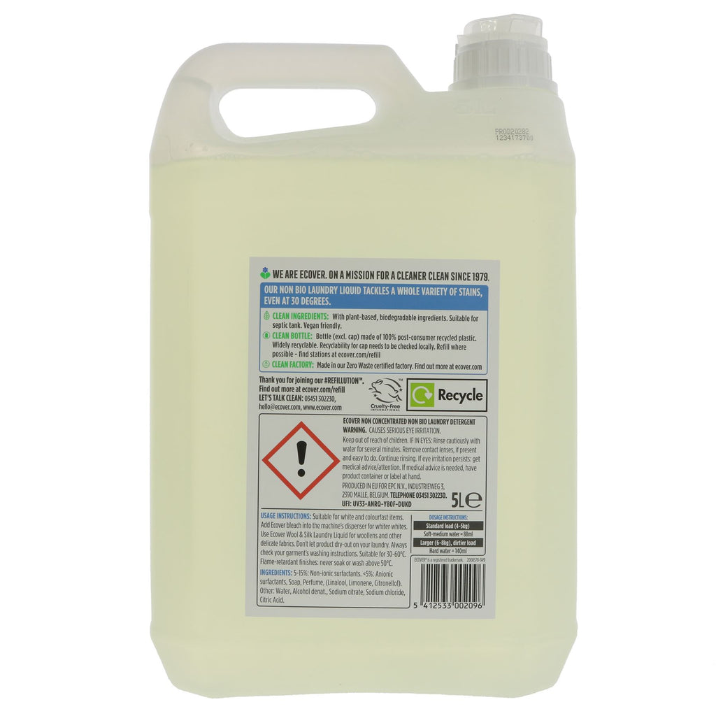 Ecover Non-Bio Laundry Liquid - 5l, Vegan & Effective, Lavender & Eucalyptus Scented