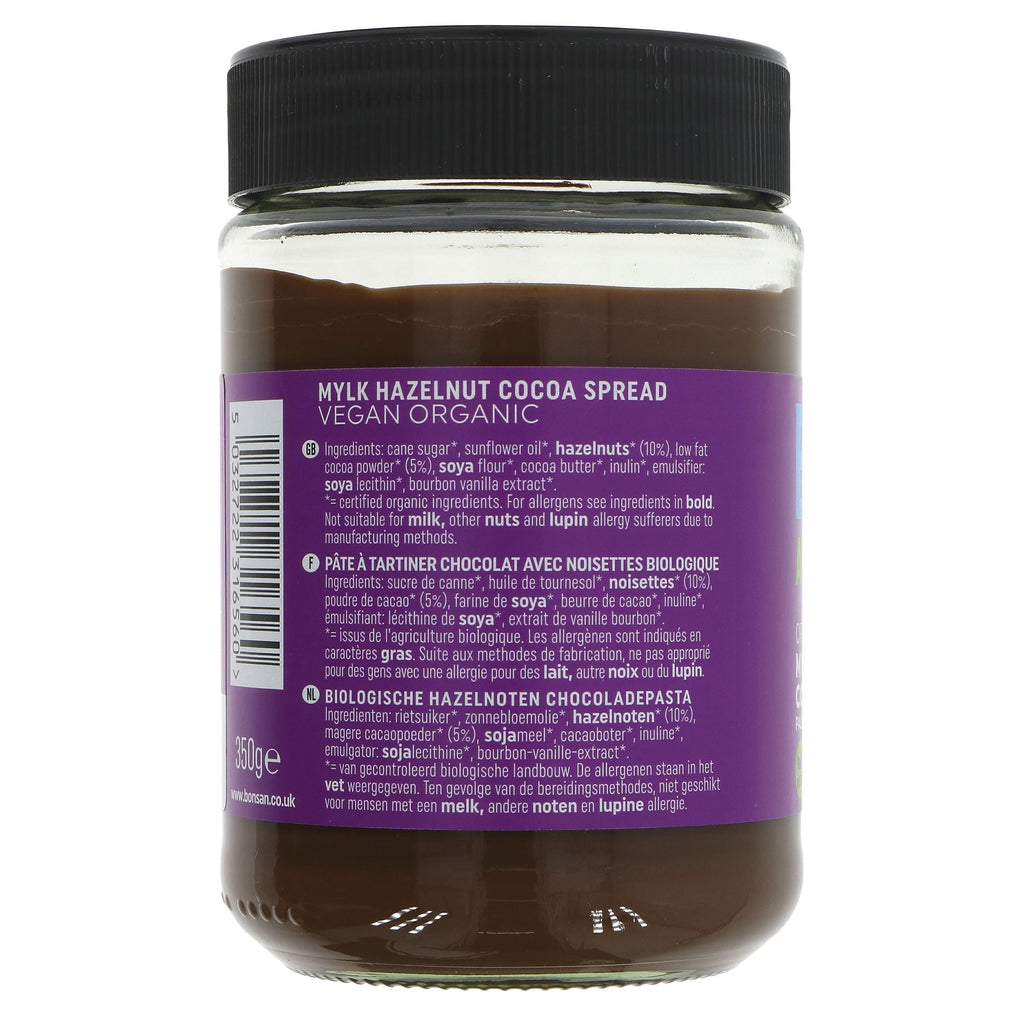 Organic and Vegan Hazelnut Cocoa Spread - 350G - Toast, Porridge, Straight from the Jar - Palm Oil-Free - No VAT