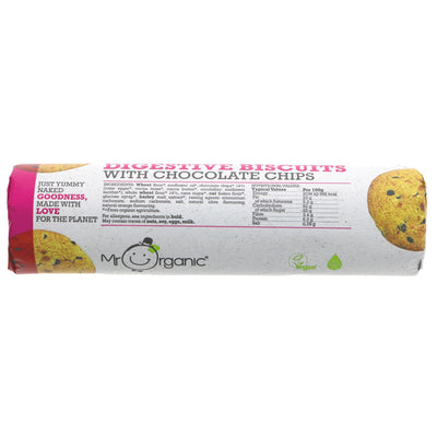 Mr Organic Chocolate Chip Digestive: Organic, No Added Sugar, Vegan-friendly, perfect for snacking or hot drinks.