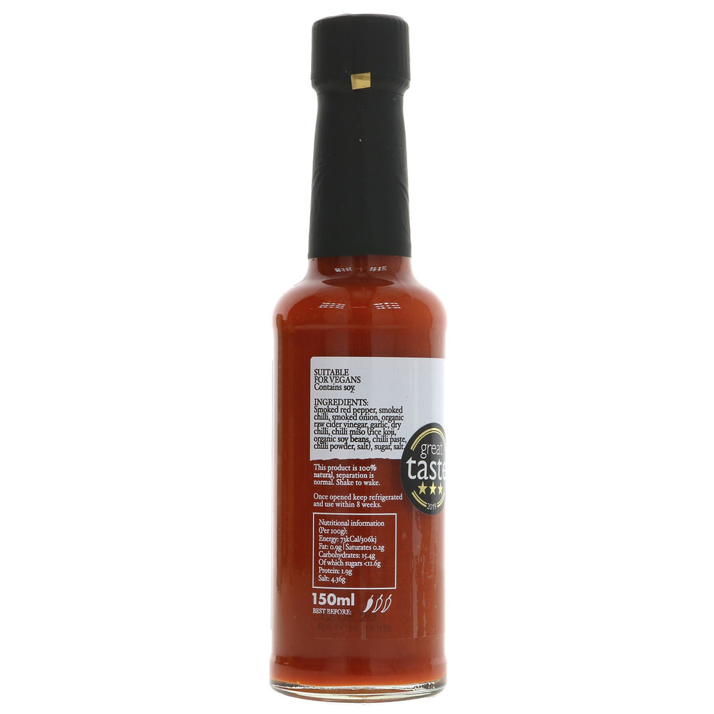 Eaten Alive's award-winning Smoked Sriracha Hot Sauce: vegan, no added sugar, and made with natural, raw, and bio-live ingredients.
