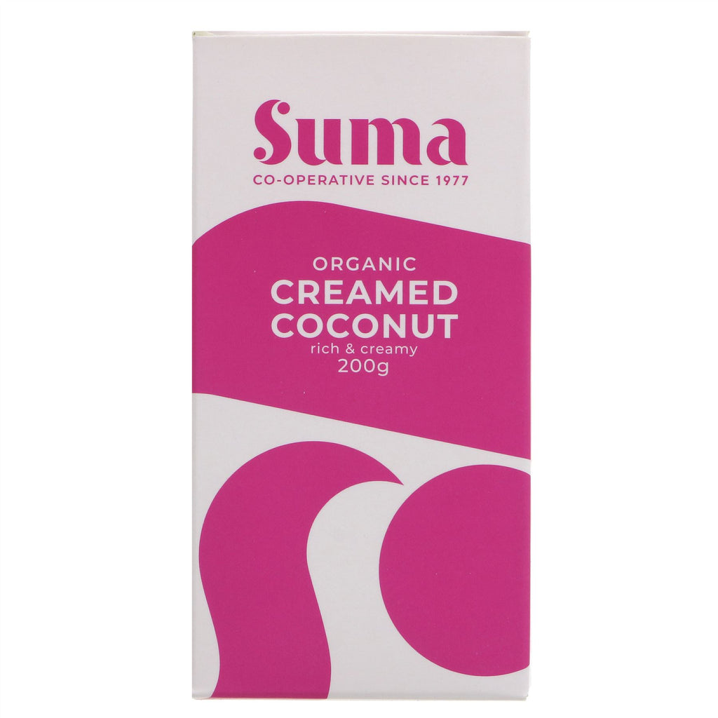 Suma Organic Creamed Coconut - 200g | Vegan & Exotic Far Eastern Flavor | Sourced from Sri Lanka Co-operative