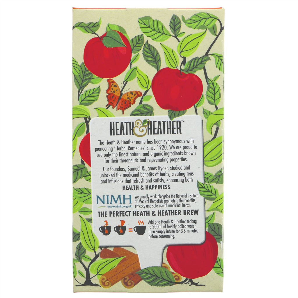 Heath & Heather Apple & Cinnamon Tea | Organic, Vegan, 20 bags - perfect for a cozy night in or midday pick-me-up.