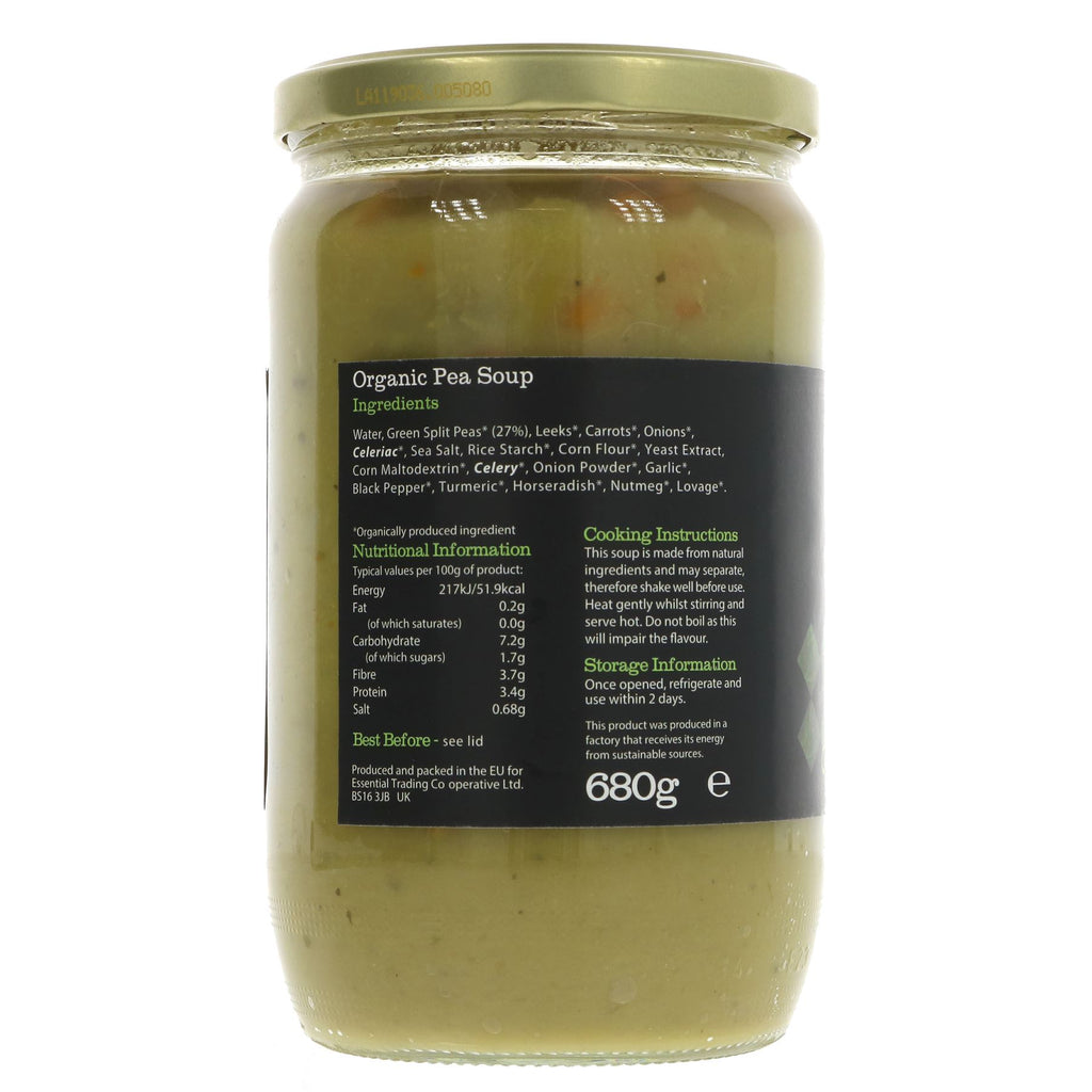 Organic vegan Pea Soup - low fat, high flavor. Perfect for cozy nights or as a side dish. No VAT charged. Sold since 2014 by Superfood Market.