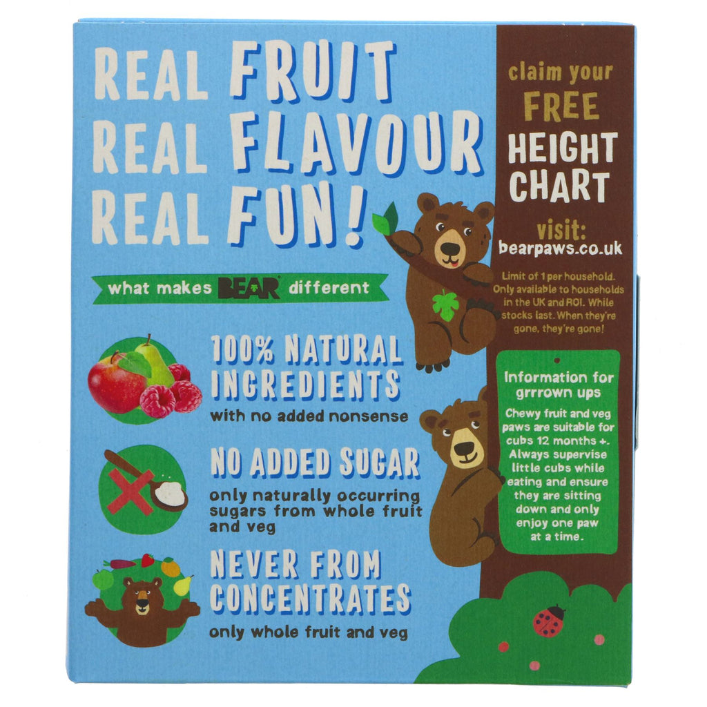 Bear Paws - Raspberry & Blueberry | 100% Fruit | Gluten-Free & Vegan | Perfect snack for all ages | No VAT charged.